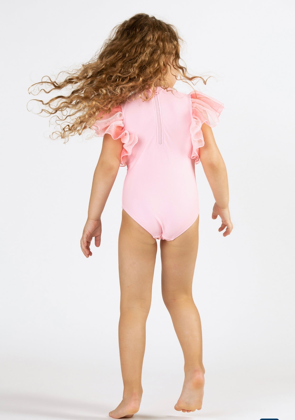 Tulle sleeve one Piece Flamingo Swimsuit