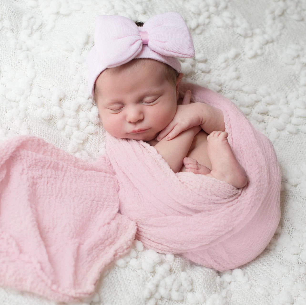 Pink Headband with Bow for Newborn Hospital