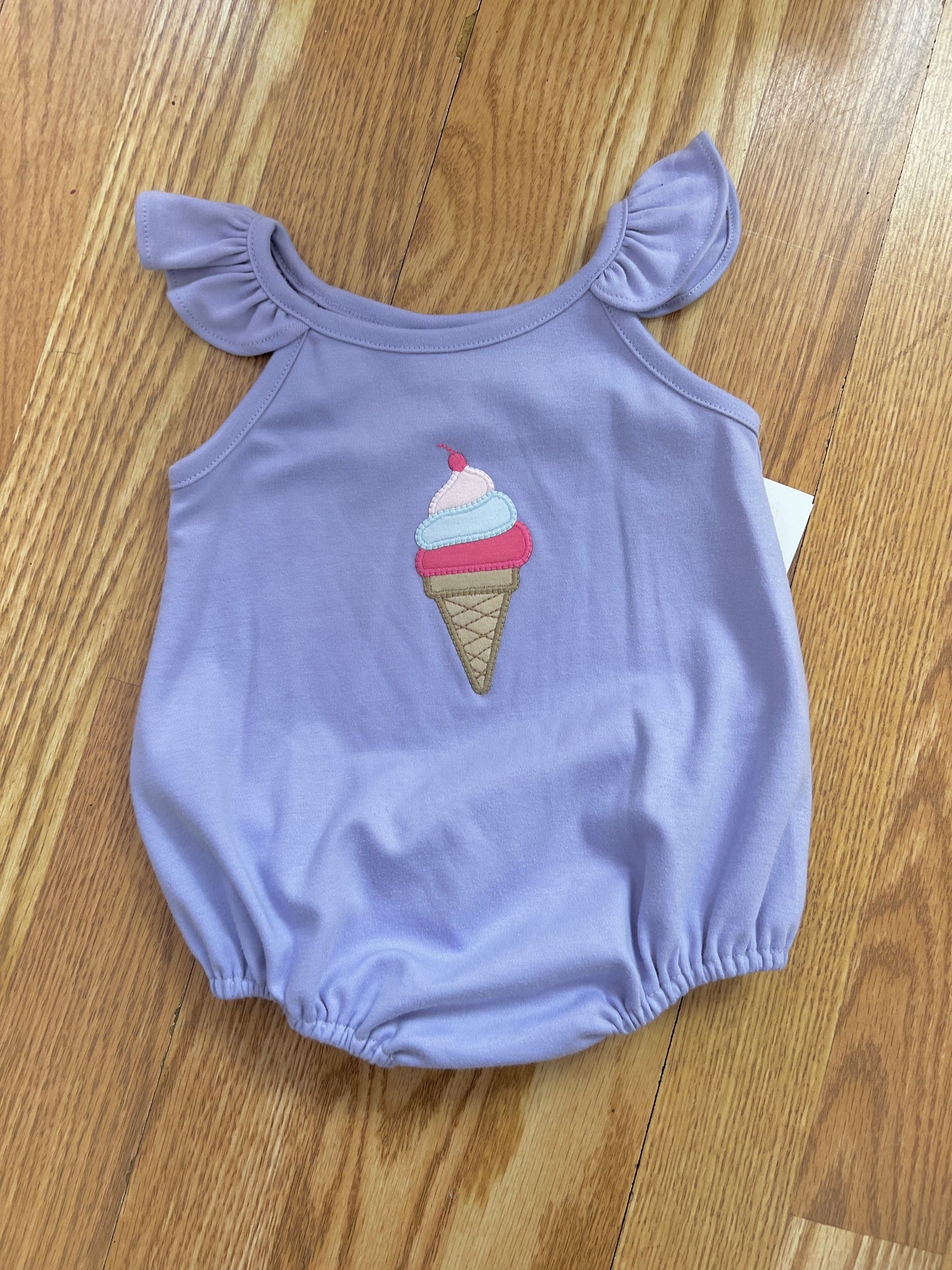 Petunias Play Bubble with Ice Cream Appliqué