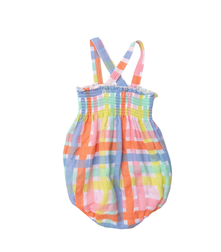 Smocked Sunsuit in Multicolor Plaid