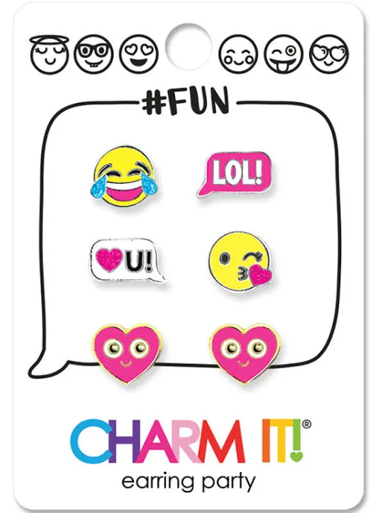 Charm it Earring Set-Fun Emojis