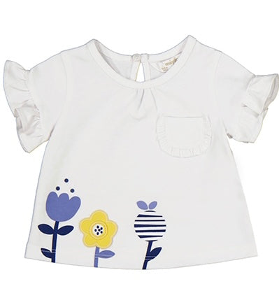 White /Flowers Graphic Tee