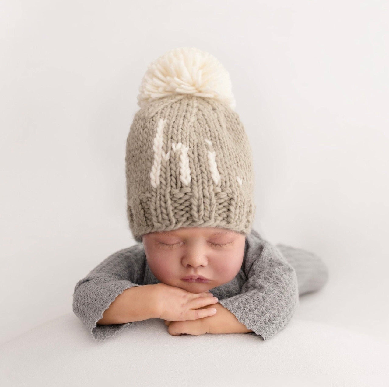 Hi. Pebble Brown Knit Baby Beanie Hat