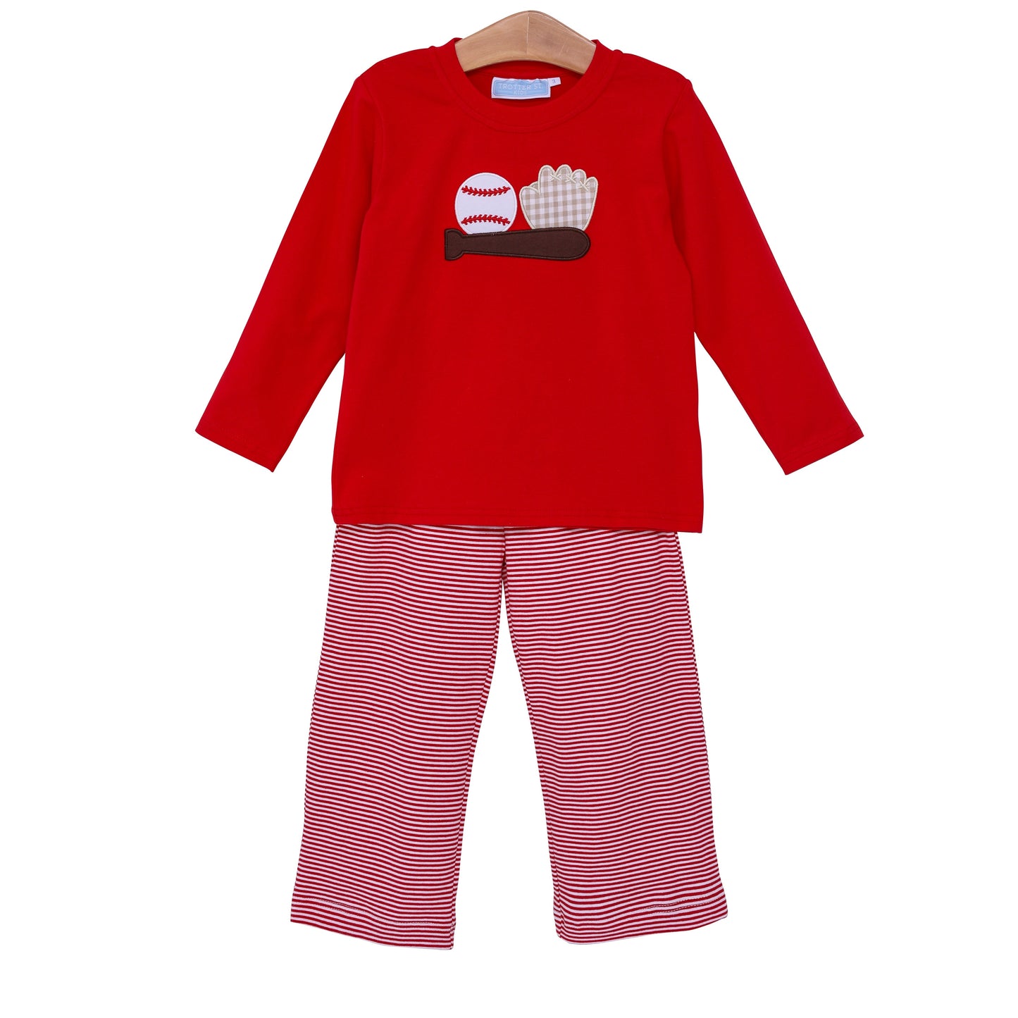 Trotter Street Kids Baseball Appliqué Pants Set
