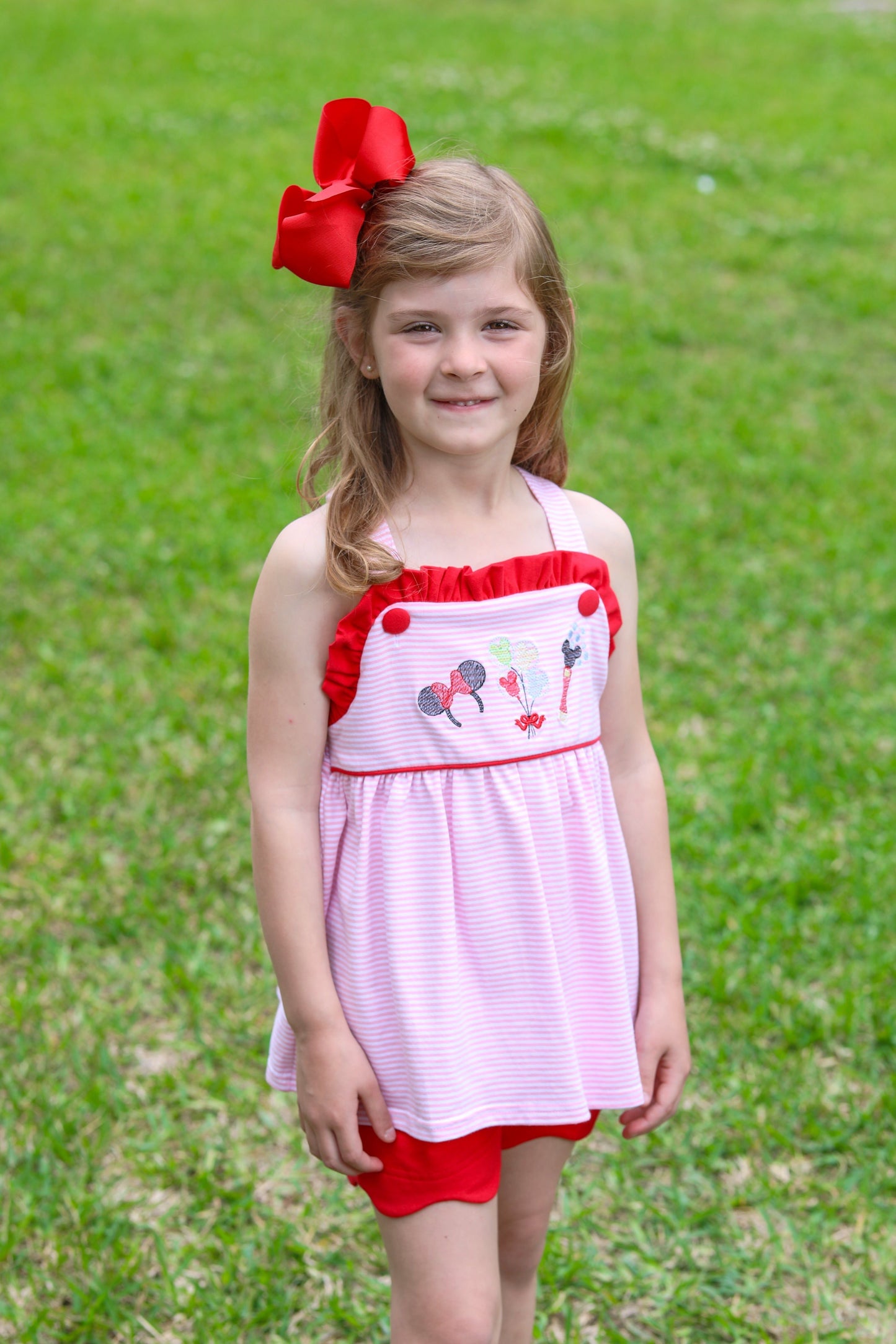Mouse Embroidery Scallop Short Set by Trotter Street Kids