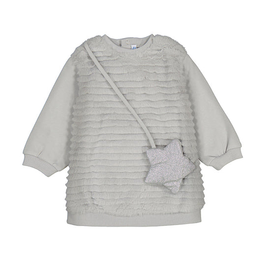 Silver Long Sleeve Dress with Star Bag by Mayoral