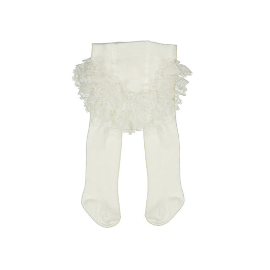 Cream Ruffle Back Tights by Mayoral