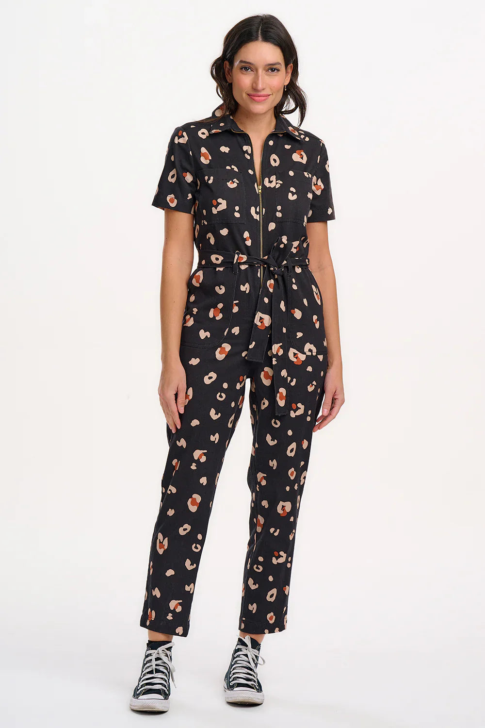 Billy Boilersuit - Black & Tan, Leopard Print