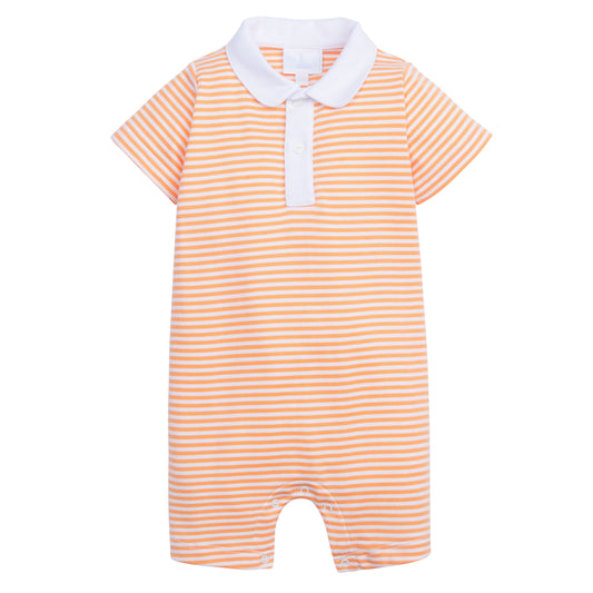 Peter Pan Polo Romper Orange Stripe by Little English