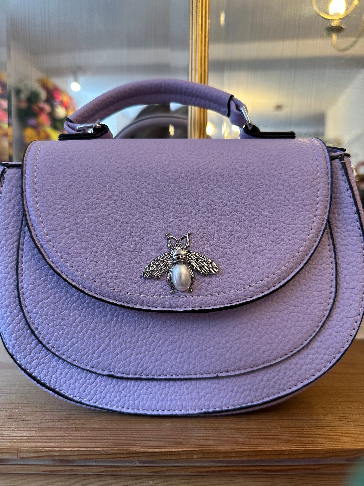 Bee Leather Satchel with Coin Purse