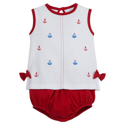 Suzy Bow Diaper Set-Nautical by Little English