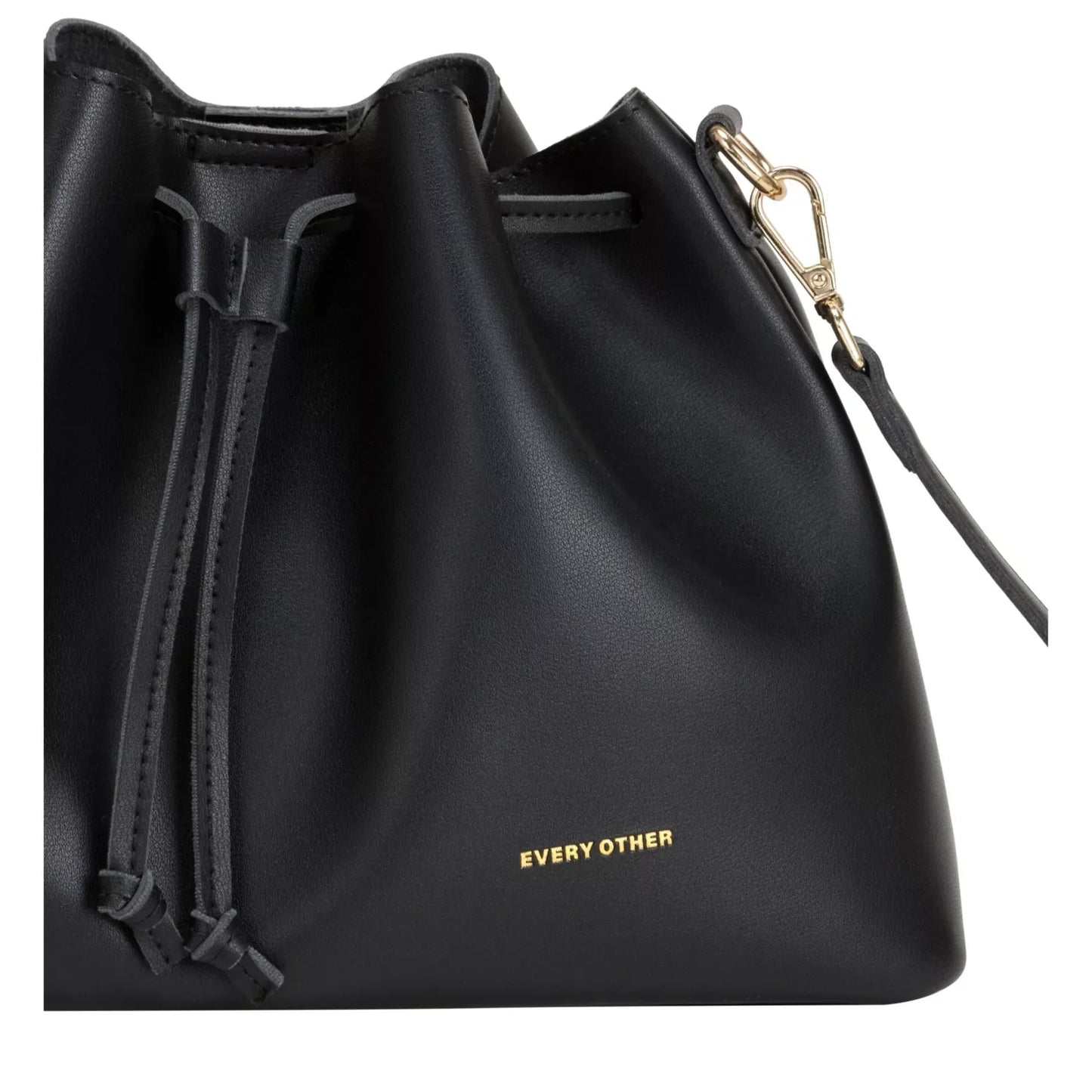Drawstring Shoulder Crossbody Bag - Black