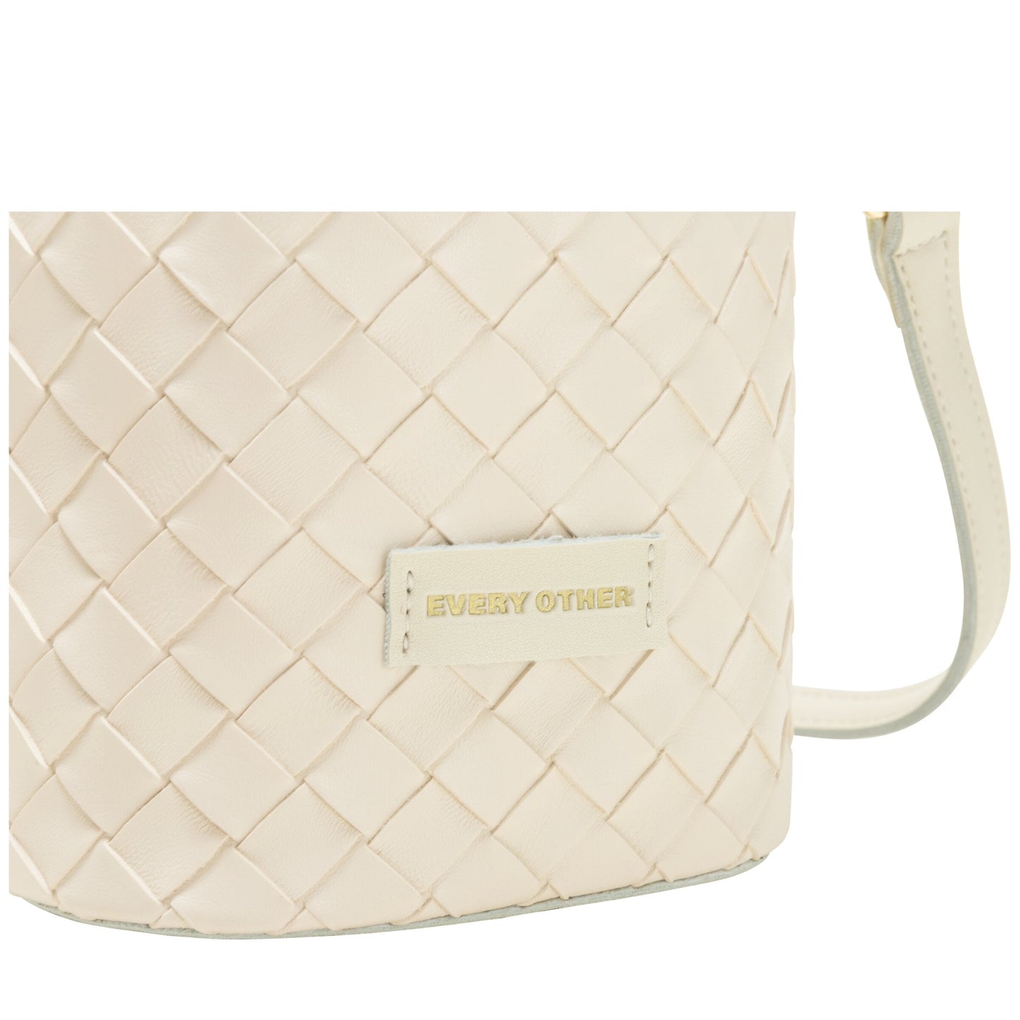 Woven Drawstring Bucket Bag - Off-White