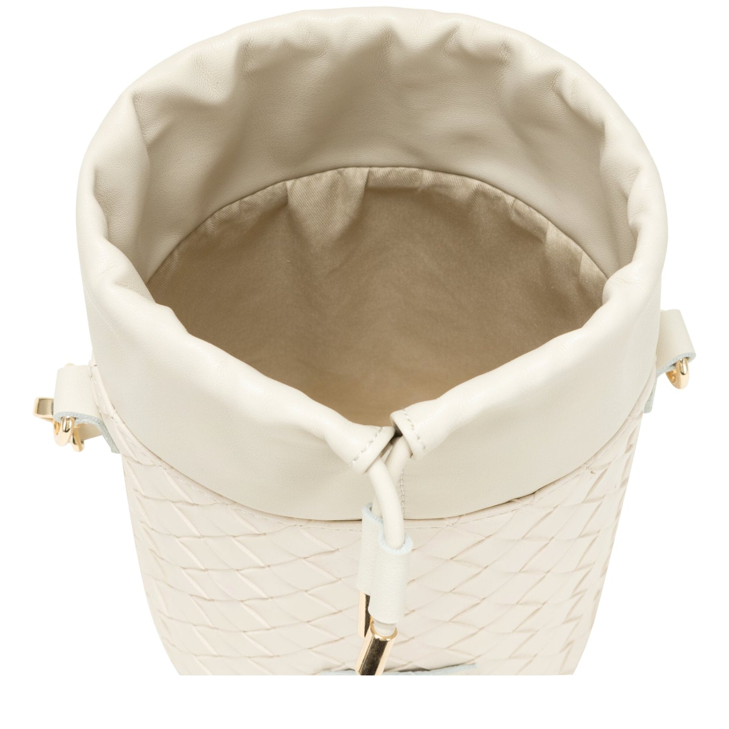 Woven Drawstring Bucket Bag - Off-White