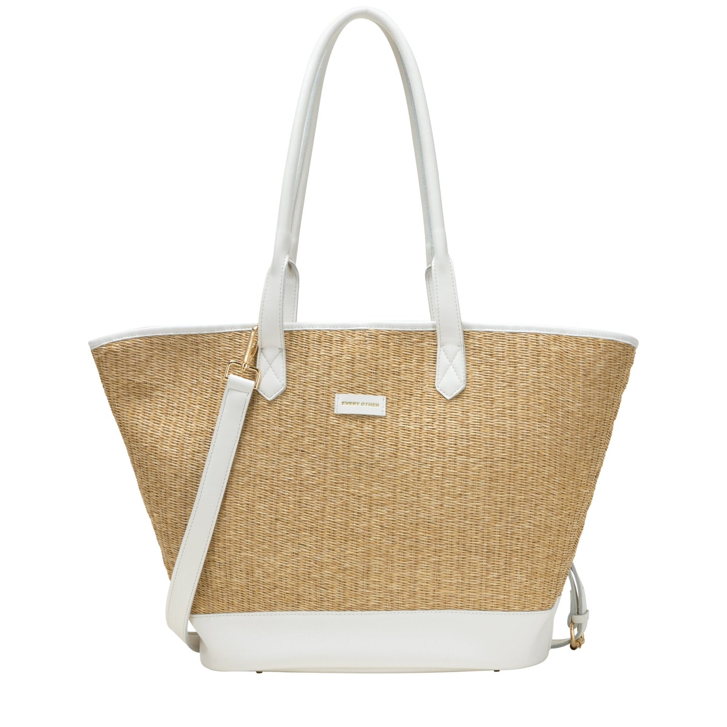 Large Straw Tote Bag - White