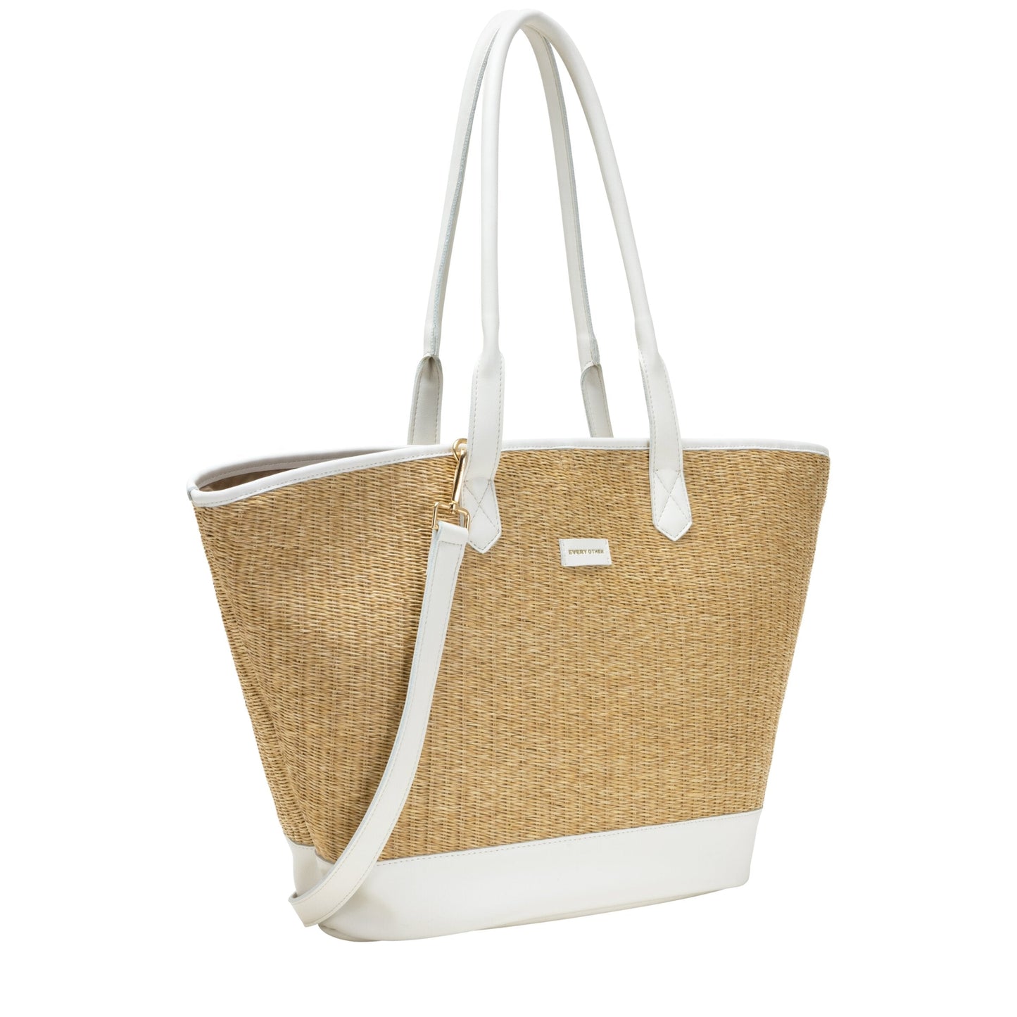 Large Straw Tote Bag - White