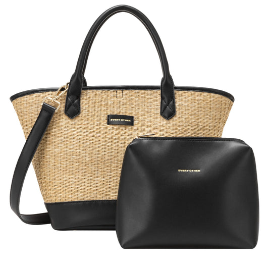 Straw Grab Bag - Black