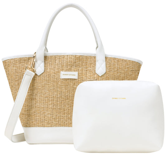Straw Grab Bag - White