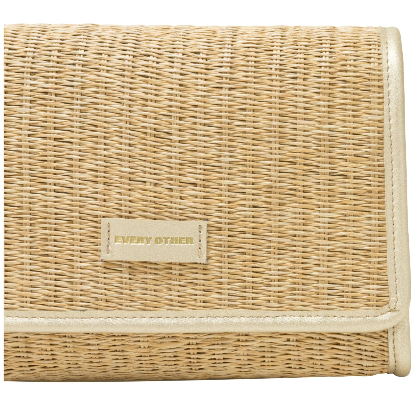 Straw Flap Over Cross Body Bag - Gold