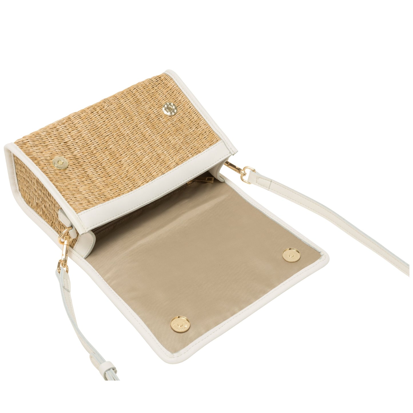 Straw Flap Over Cross Body Bag - White