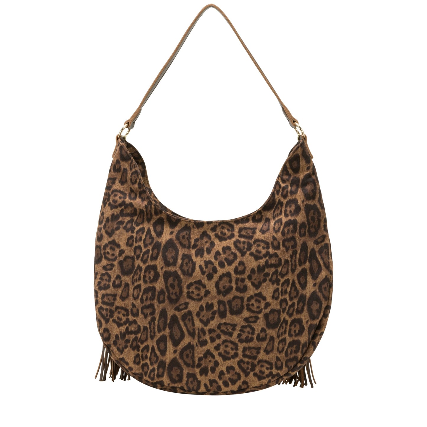 Large Scoop Top Tassle Bag - Leopard