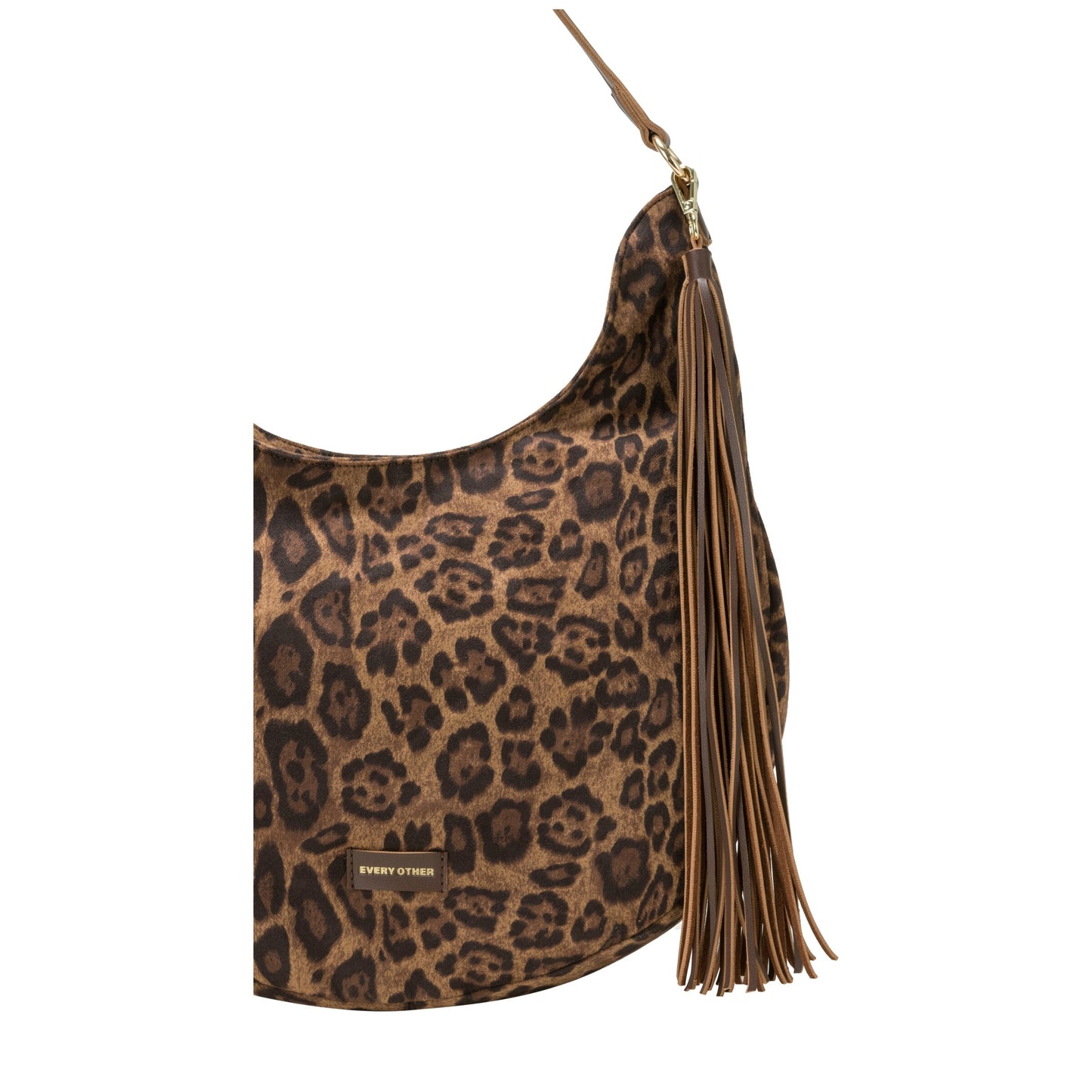 Large Scoop Top Tassle Bag - Leopard