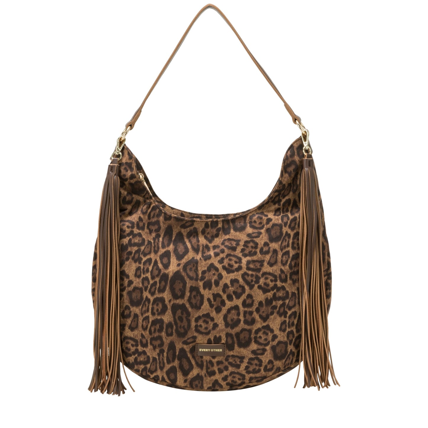 Large Scoop Top Tassle Bag - Leopard