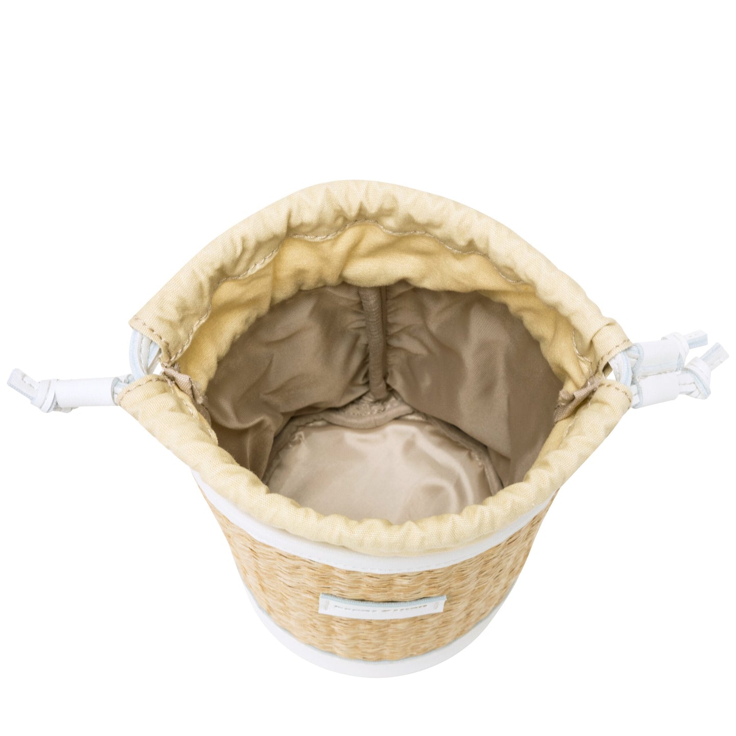 Straw Bucket Drawstring Bag- White