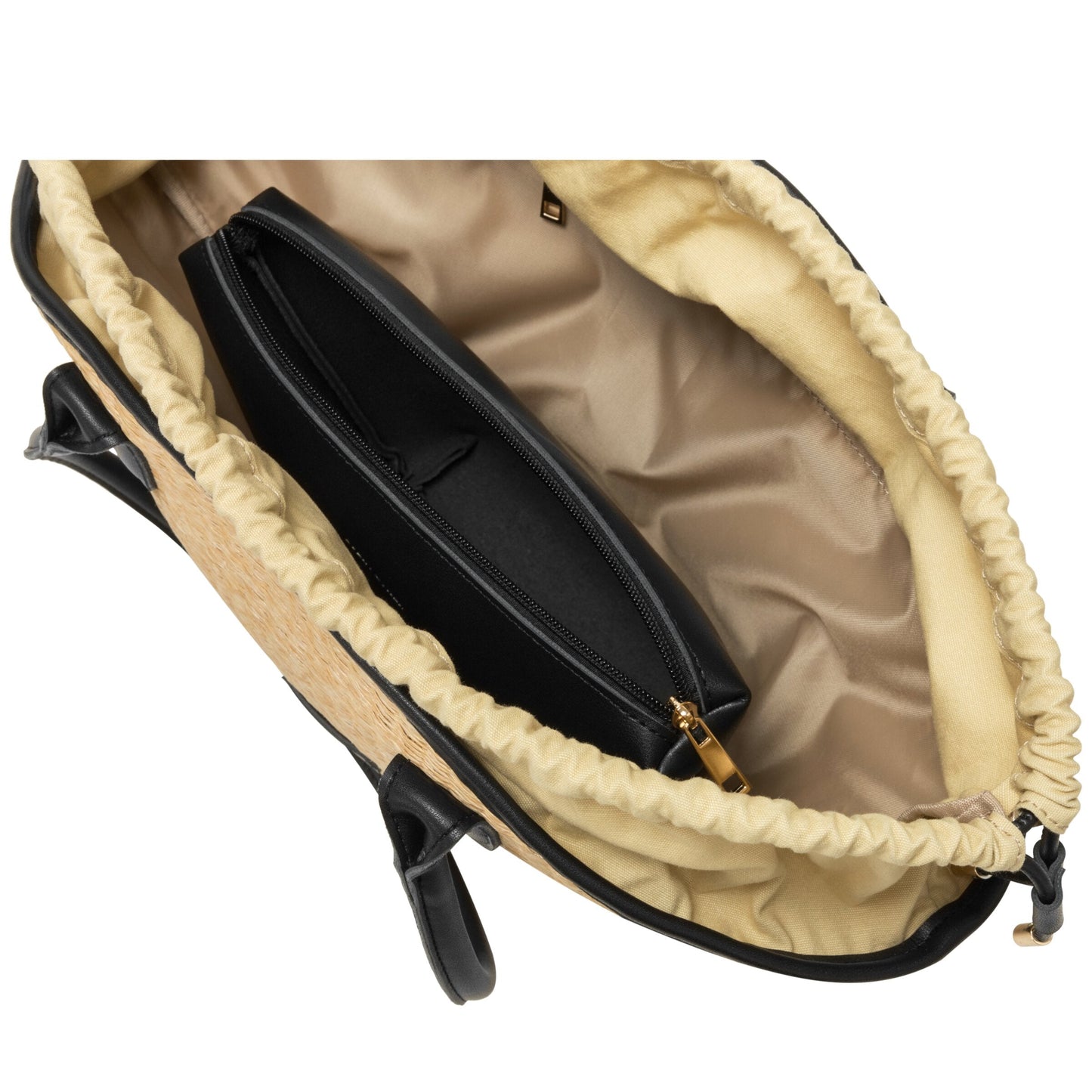 Straw Curve Top Shoulder Bag - Black