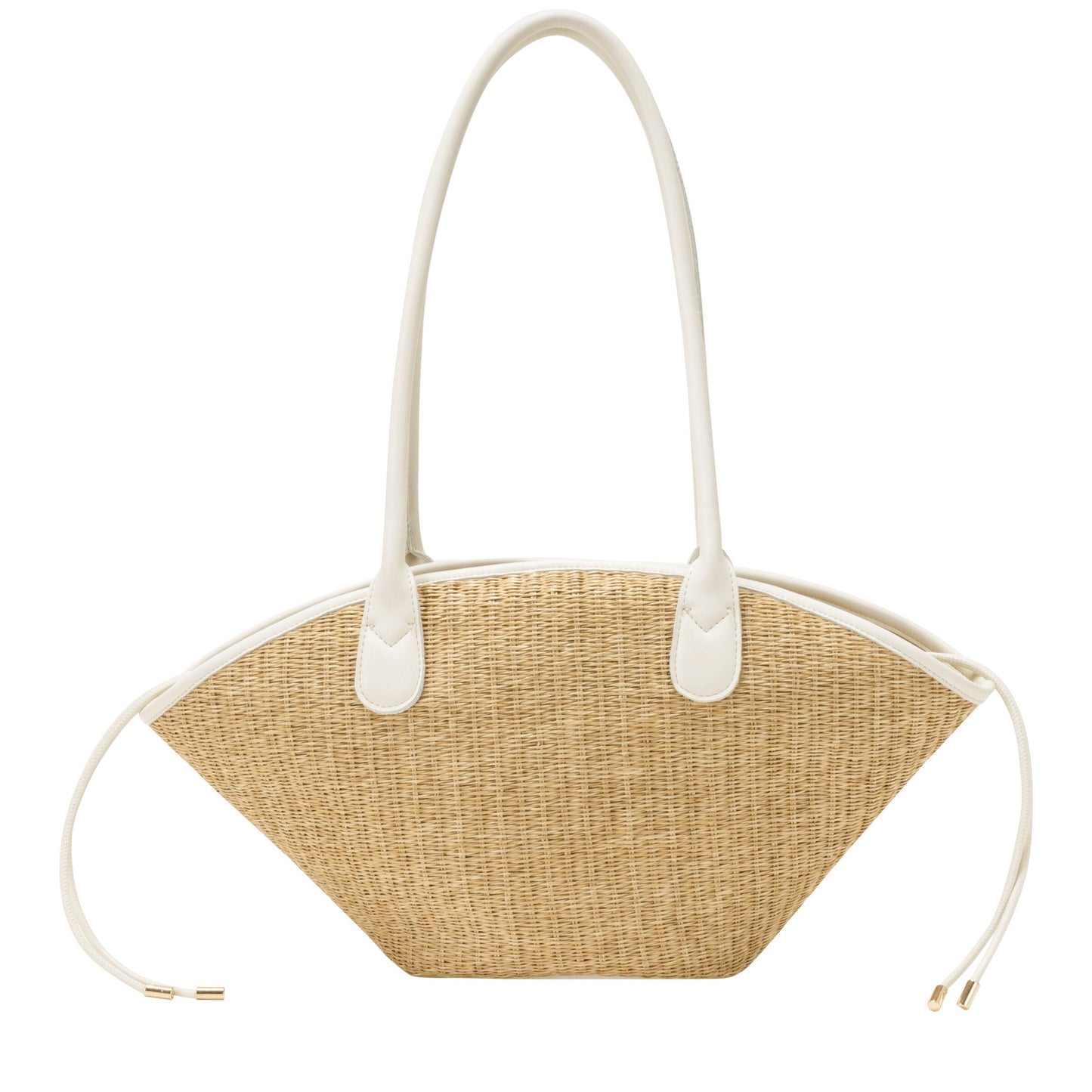 Straw Curve Top Shoulder Bag - White