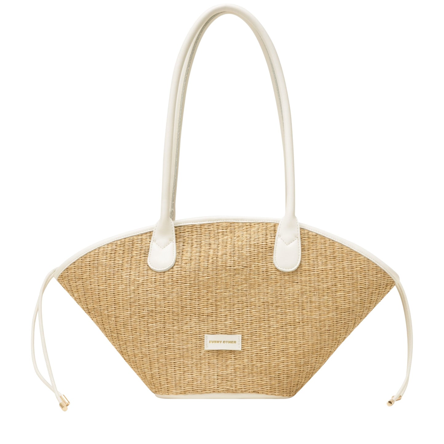 Straw Curve Top Shoulder Bag - White