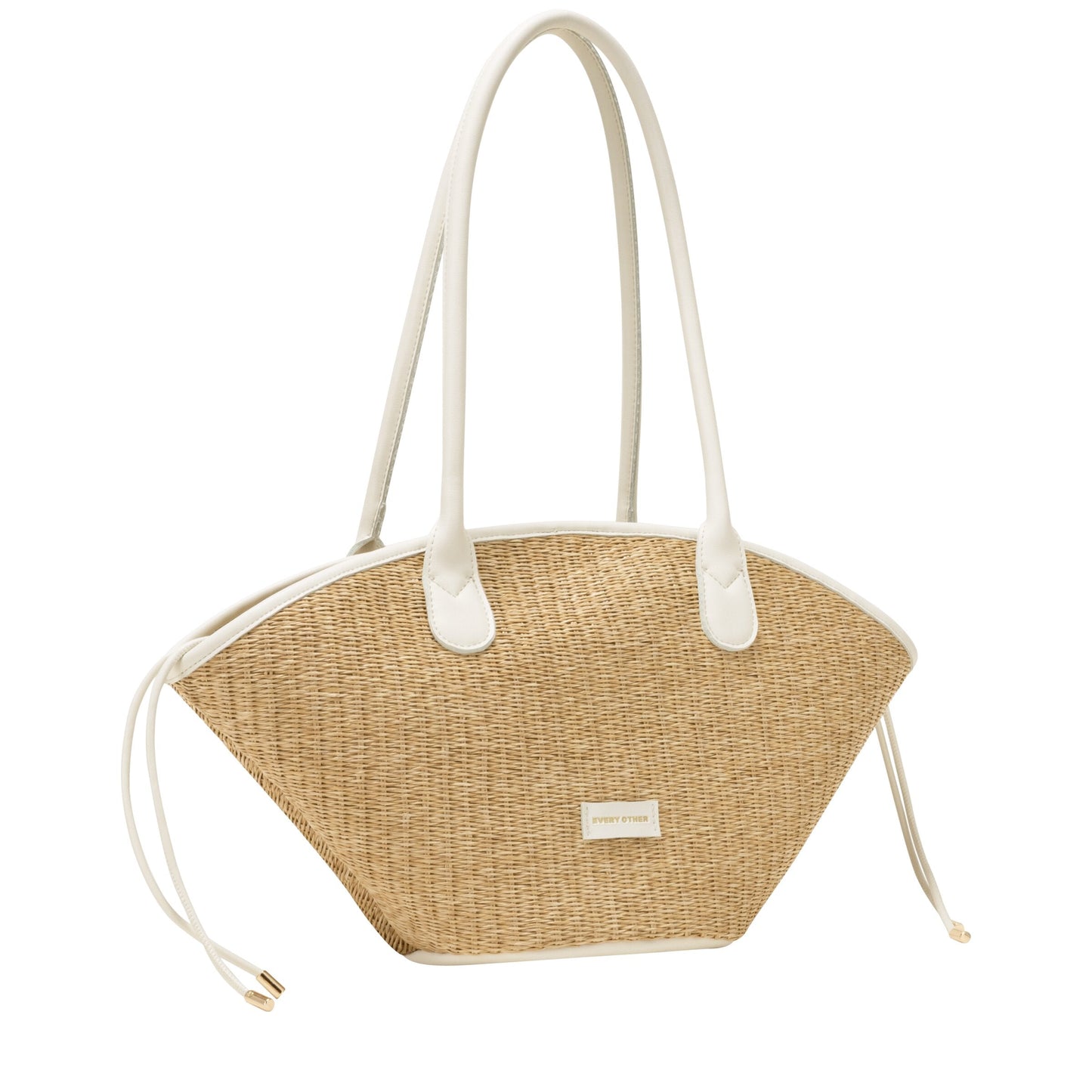 Straw Curve Top Shoulder Bag - White