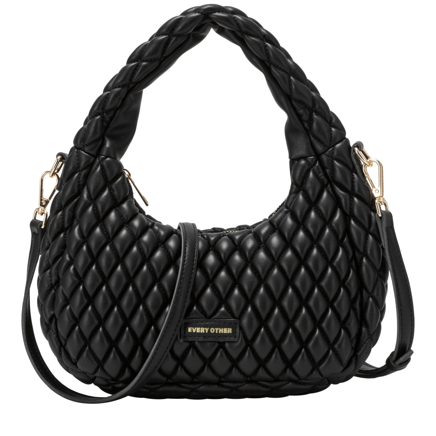 Quilted Grab/Cross Body Bag - Black