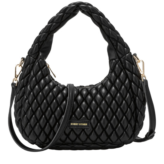 Quilted Grab/Cross Body Bag - Black