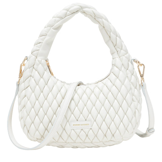 Quilted Grab/Cross Body Bag - White