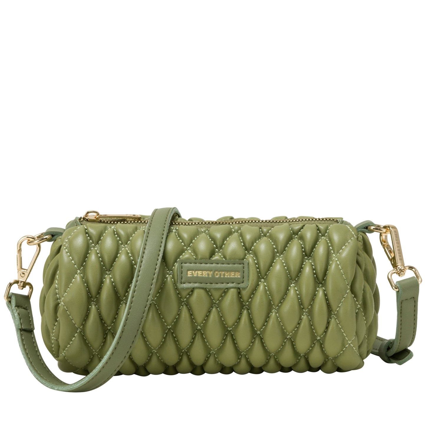 Quilted Barrel Bag - Olive
