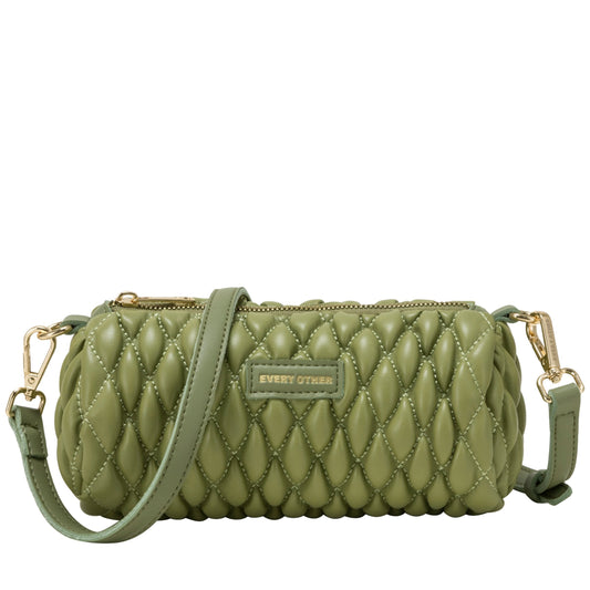 Quilted Barrel Bag - Olive