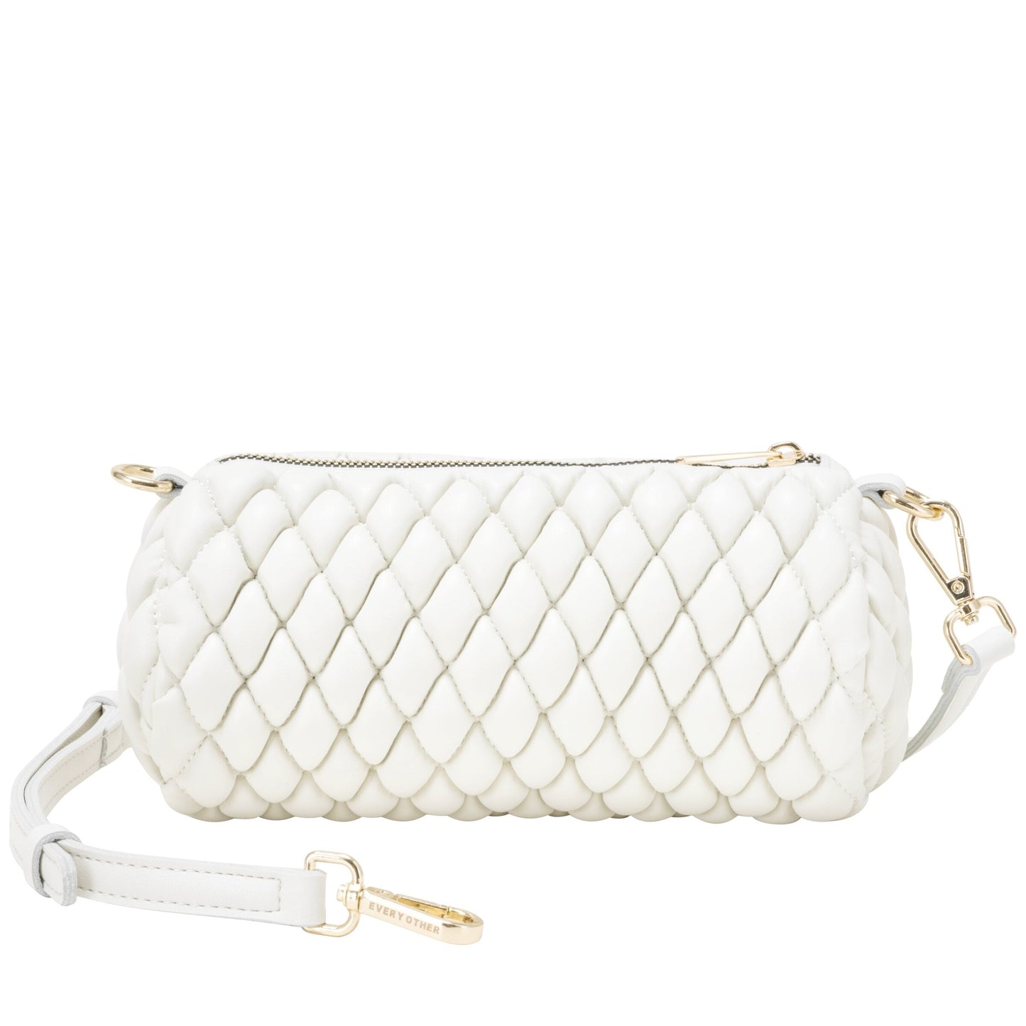 Quilted Barrel Bag - White