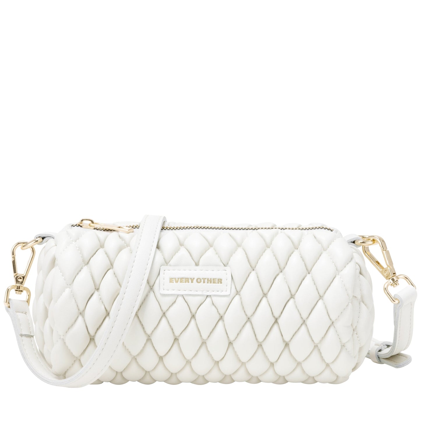 Quilted Barrel Bag - White