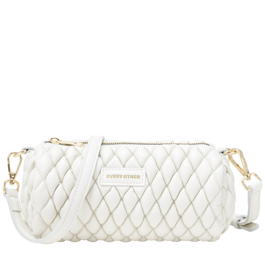 Quilted Barrel Bag - White