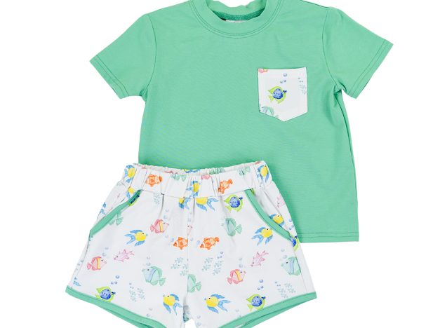 Fish Frenzy Boys Play Pocket Short Set by Cypress Row