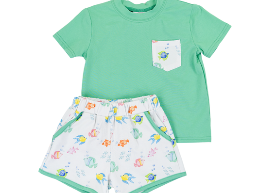 Fish Frenzy Boys Play Pocket Short Set by Cypress Row