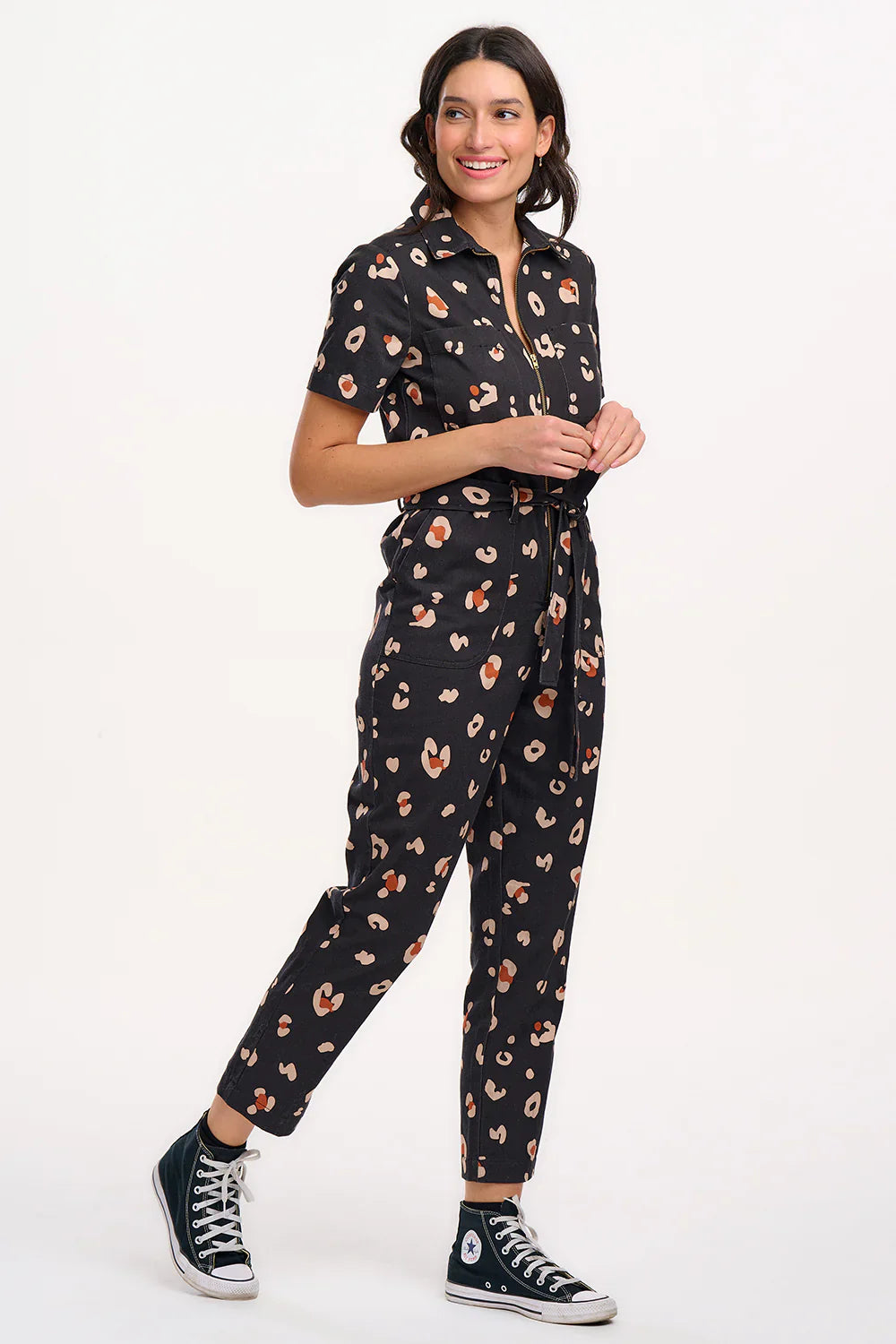 Billy Boilersuit - Black & Tan, Leopard Print