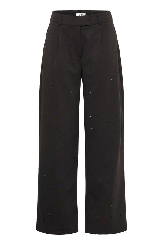 Ihkate Rhinestone Pants - Black Sparkle Trousers