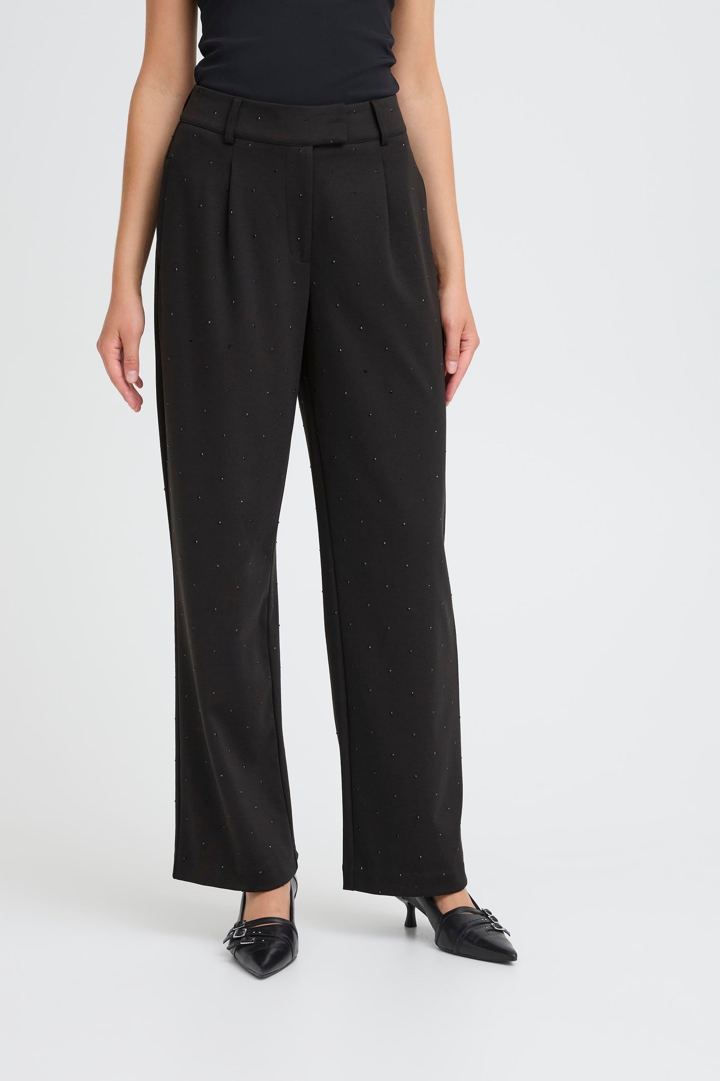 Ihkate Rhinestone Pants - Black Sparkle Trousers