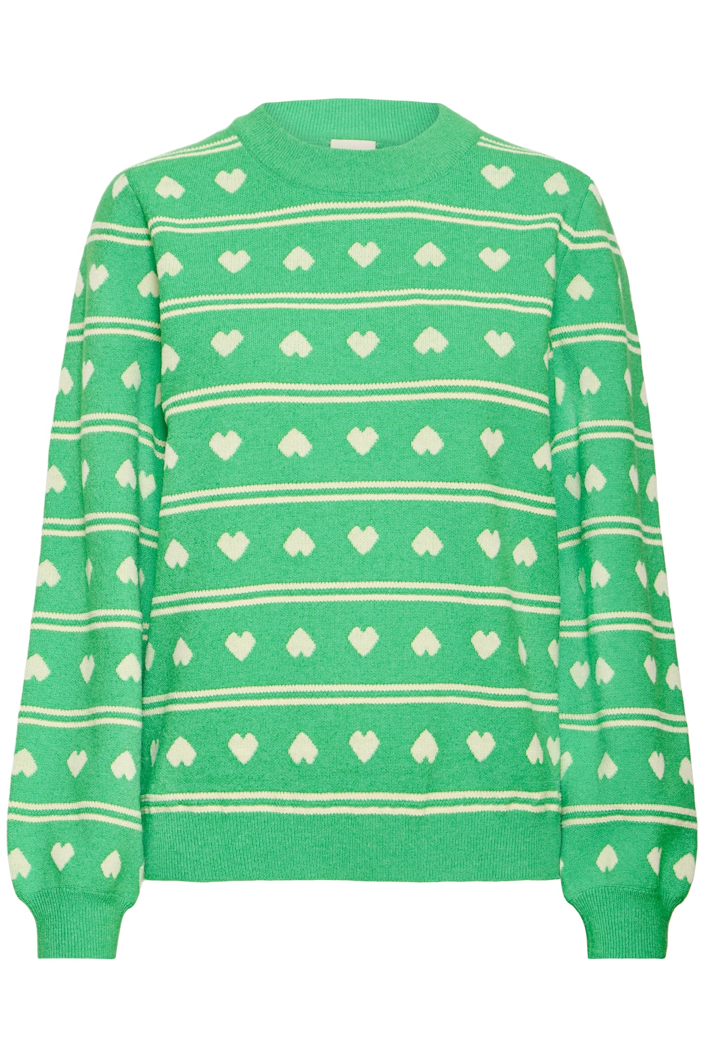 Ihbrielle - Heart Print Knitted Jumper Green White