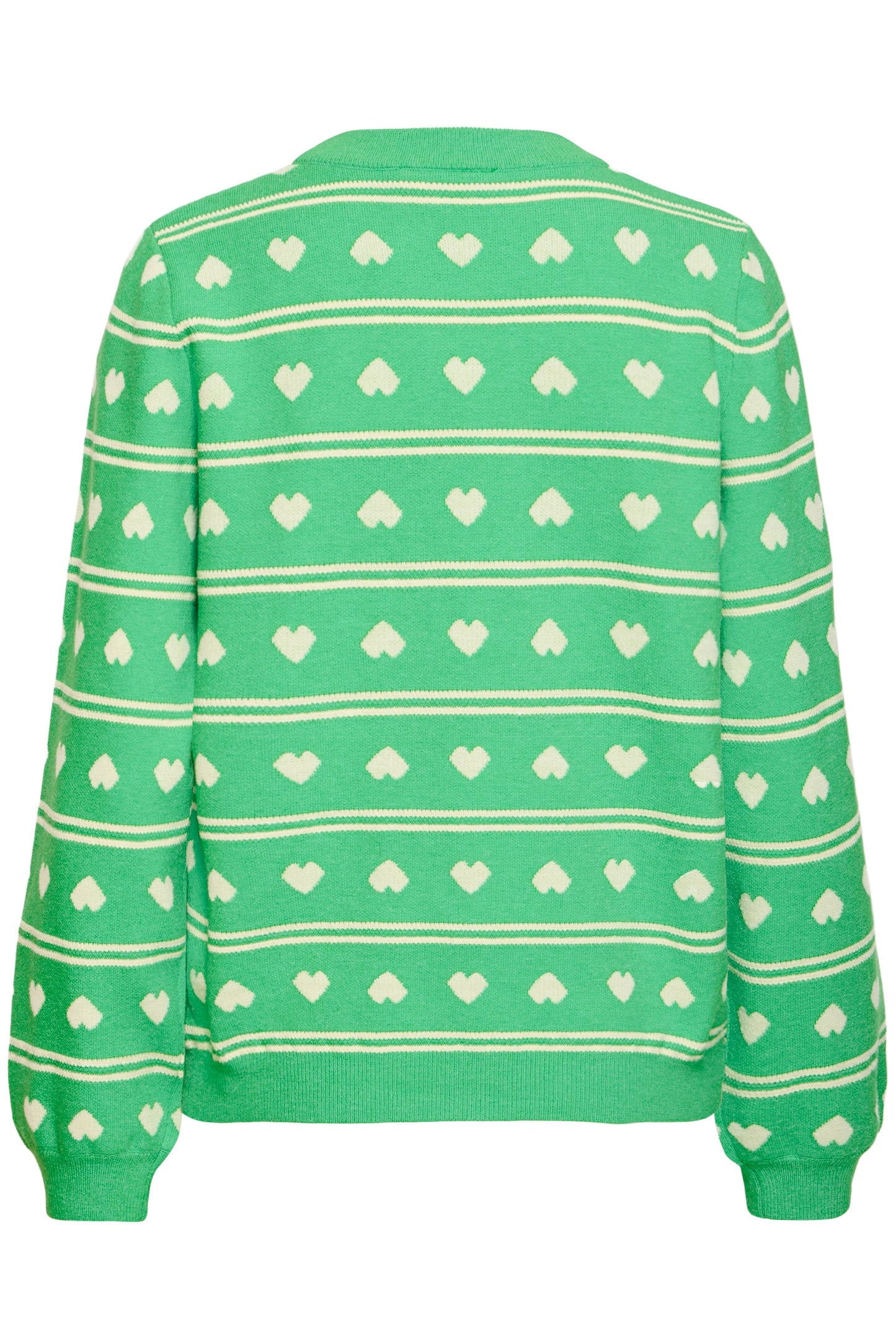 Ihbrielle - Heart Print Knitted Jumper Green White