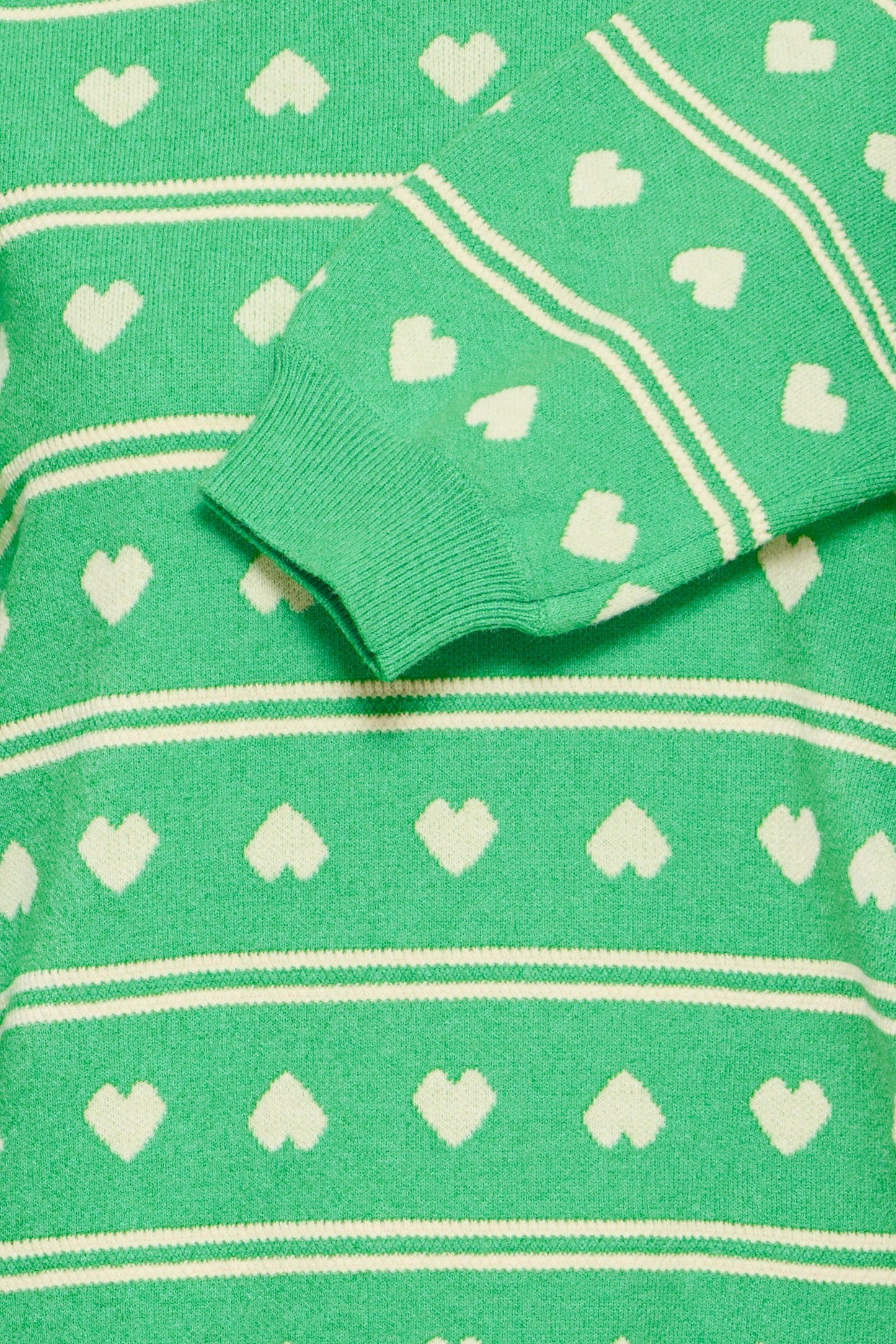 Ihbrielle - Heart Print Knitted Jumper Green White