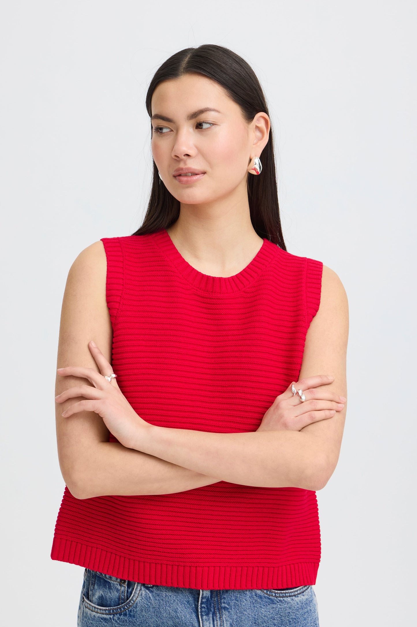 Ihdotties Waistcoat - Knitted Tie Back Red