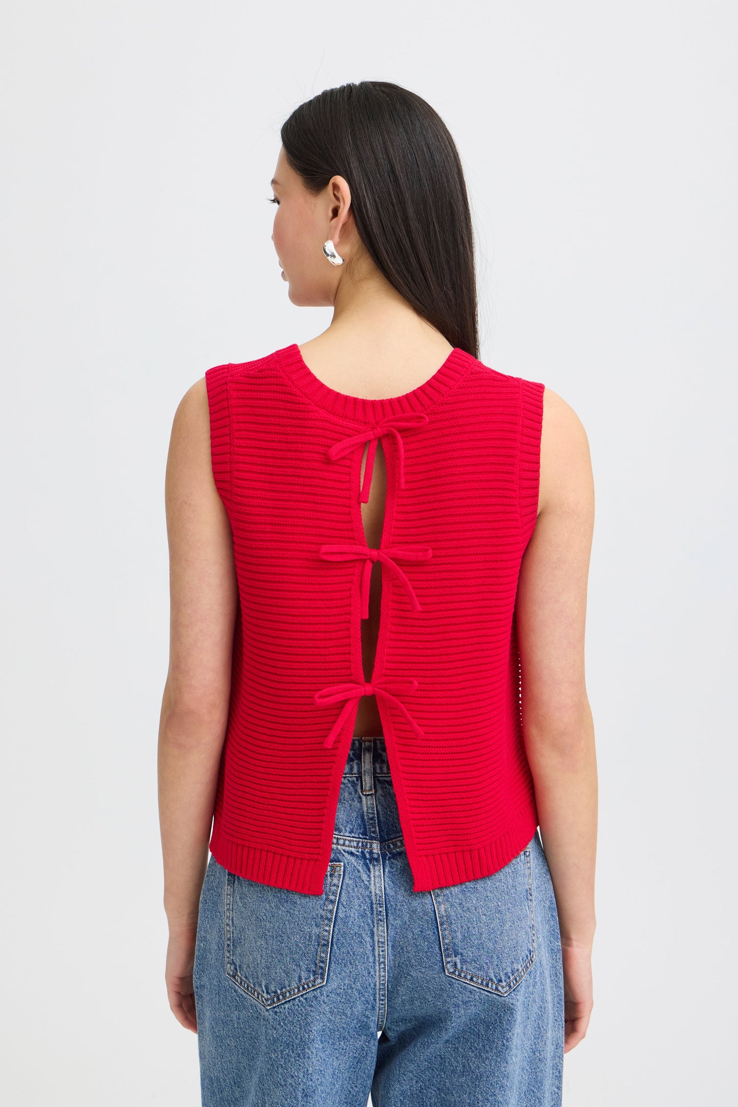 Ihdotties Waistcoat - Knitted Tie Back Red